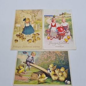 Antica cartolina pasquale - Rara cartolina pasquale lettone d'epoca emessa in Lettonia nel 1926