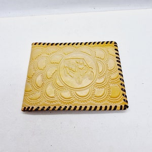 Vintage Latvian Leather Wallet made of tooled leather in 1980s