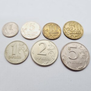 Vintage Set of Kopecks and Ruble Coins of Russian Federation of 1998