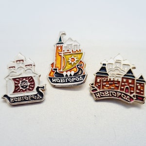 Novgorod pins - set of 3 Novgorod pin Made in USSR in 1970s