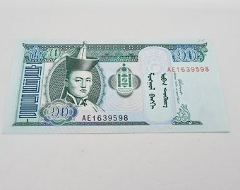 Mongolia *10 Tugrik* Bank Note Collectible/ or for use in Teaching/ Crafts. 