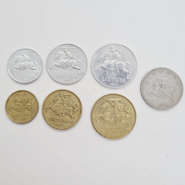 Set of Lithuanian coins - set of 7 coins issued in Lithuania in 1990s