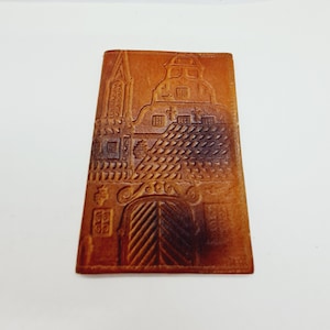 Vintage Latvian Leather Wallet made of tooled leather in 1980s