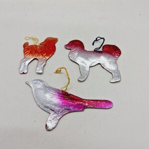 Vintage Christmas Ornaments - set of 3 Animal Christmas ornaments Made in USSR in 1970s