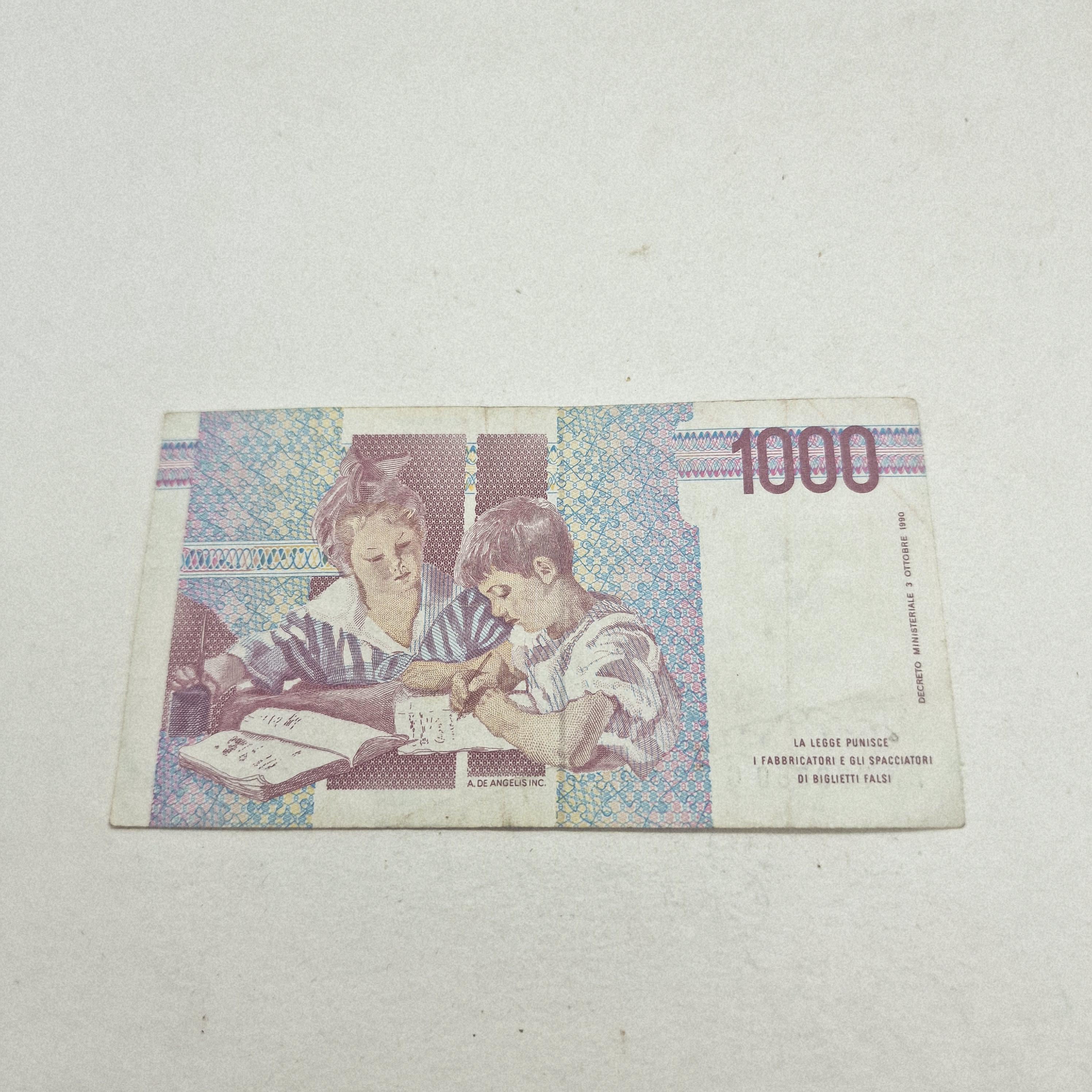 1990 年に発行された 1000 イタリア リラ紙幣。 - Etsy 日本