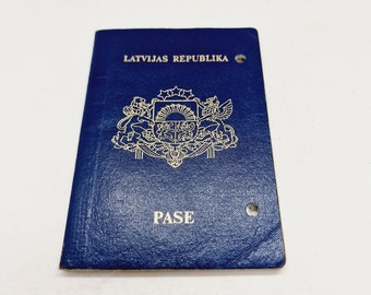 Latvian vintage passport issued in Latvia in 1996