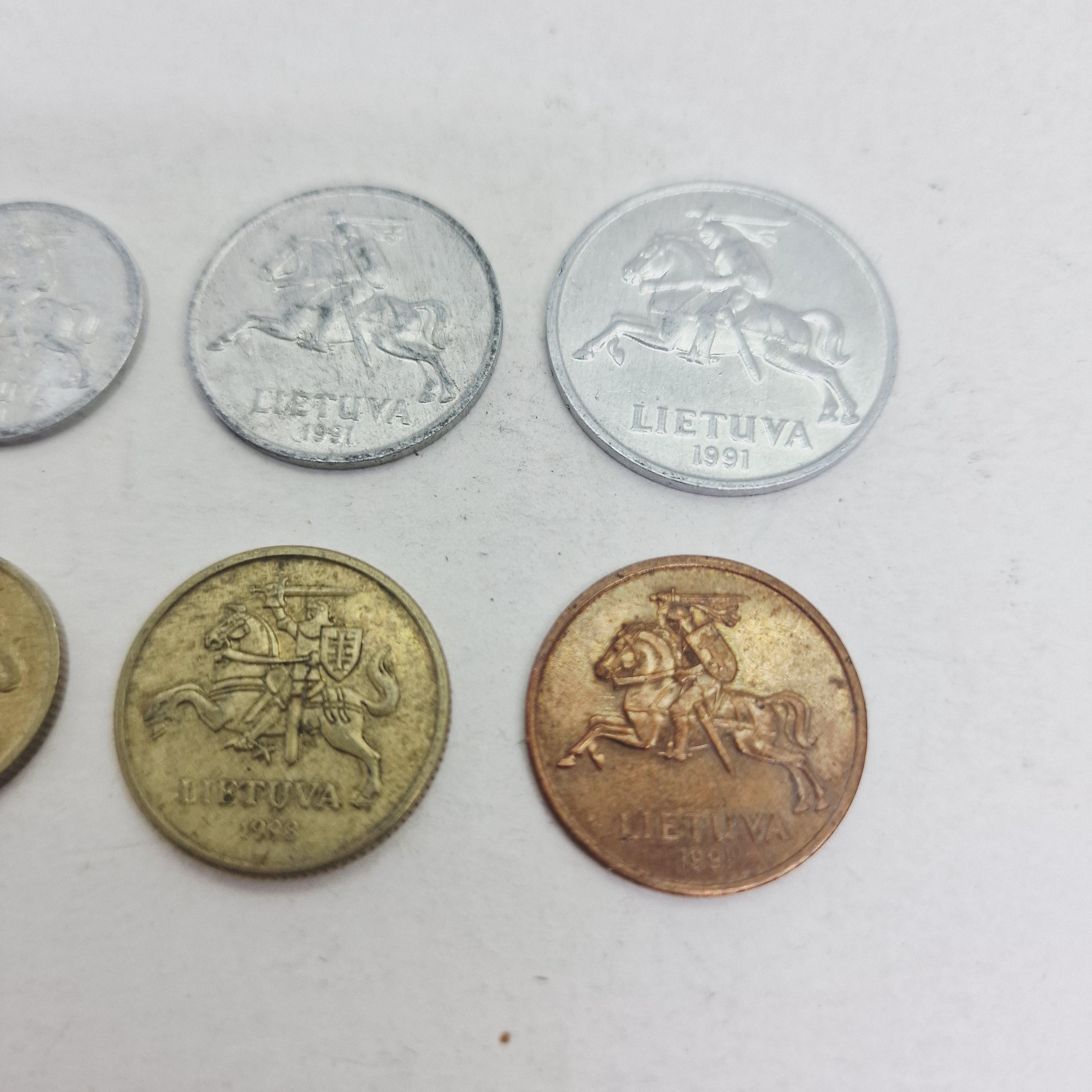 リトアニアの硬貨セット - 1990年代にリトアニアで発行された6枚の硬貨