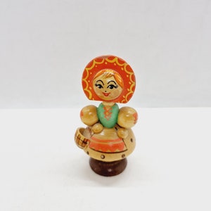 Vintage Wooden Doll - Russian Traditional Doll Made in USSR in 1970s