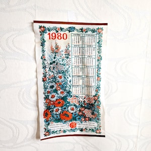 Latvian vintage wall calendar - Latvian Vintage fabric wall calendar with made in USSR in 1980