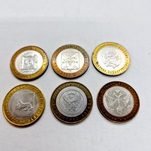 Ancient Towns of Russia series of 10 Ruble coins - Vintage Set of 6 Ruble Coins of Russian Federation of 2000s