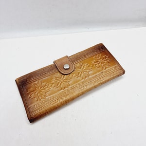 Vintage Latvian Leather Wallet made of tooled leather in 1980s