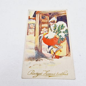 Cartolina natalizia lettone vintage emessa negli anni '30