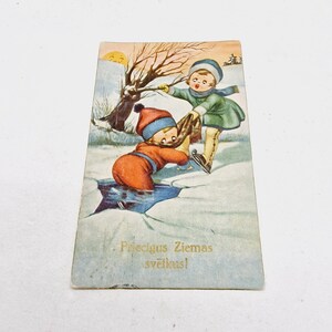 Cartolina natalizia lettone vintage emessa nel 1924