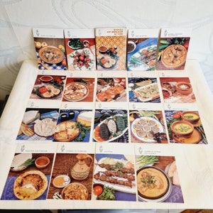 Cartes postales soviétiques vintage « Recettes de cuisine géorgienne » - Lot de 18 cartes postales imprimées en URSS en 1989