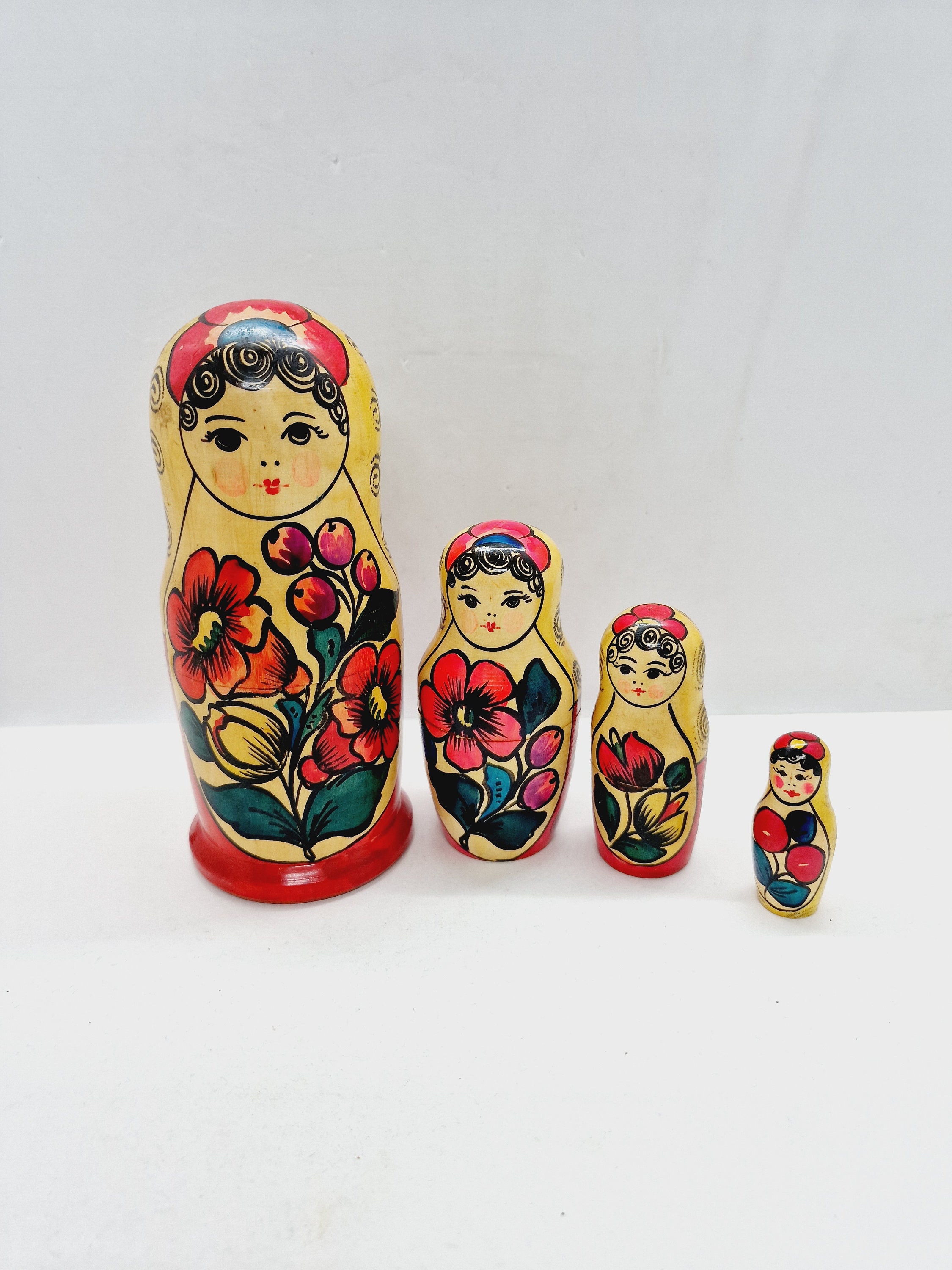 希少！ソビエト時代　マトリョーシカ　本場ソ連購入　50年前　木製　手作り10体 希少！ソビエト時代 マトリョーシカ 本場ソ連購入 50年前 木製