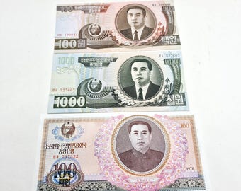 韓国 1000 ウォン紙幣と 100 ウォン紙幣 2 枚セット 1950 年代 - Etsy 日本
