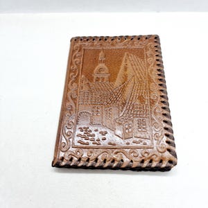 New Vintage Latvian passport cover made of tooled leather in 1990s