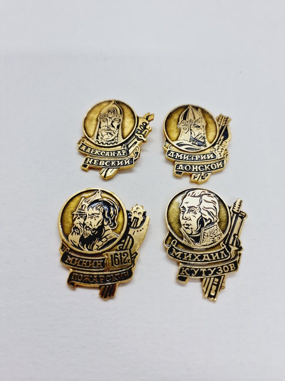 Set of 4 Soviet Vintage Pins "Russian warrior"  Ma