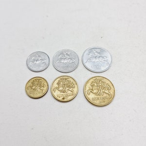Set of Lithuanian coins - set of 6 coins issued in Lithuania in 1990s