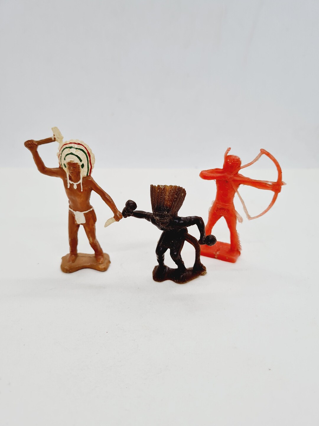 Soviet Vintage Indian Toys Set of 3 Indian Toy Figurines, Made in USSR