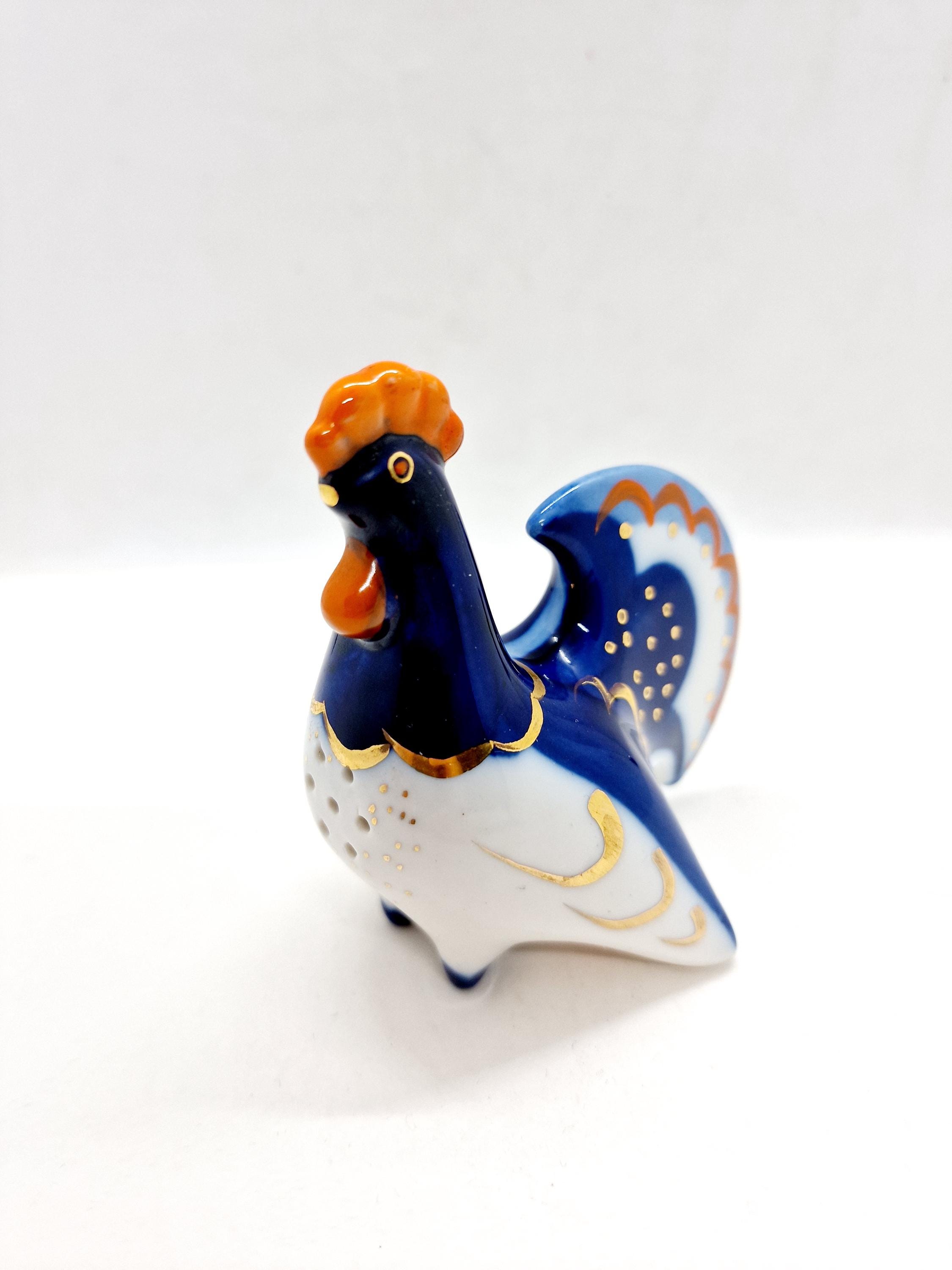 Salière/poivrière en porcelaine de l'URSS Lomonossov, coq