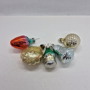 Vintage Christmas Ornaments - set of 5 Christmas ornaments Made in USSR in 1970s