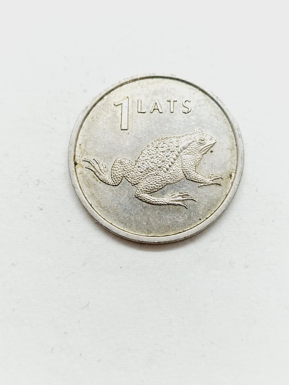 Buy Vintage Latvian 1 Lats Coin – Frog, Copper-nickel, 2000s