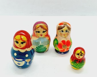 ヴィンテージ ソビエト マトリョーシカ 木製 ロシア フィギュア