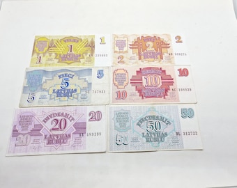 Repshiki - Set of Vintage Latvian Rubles Issued in 1992