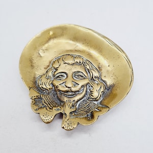 Vintage French brass ash tray musketeer trinket dish empty pocket tray smoker gift from 1920s