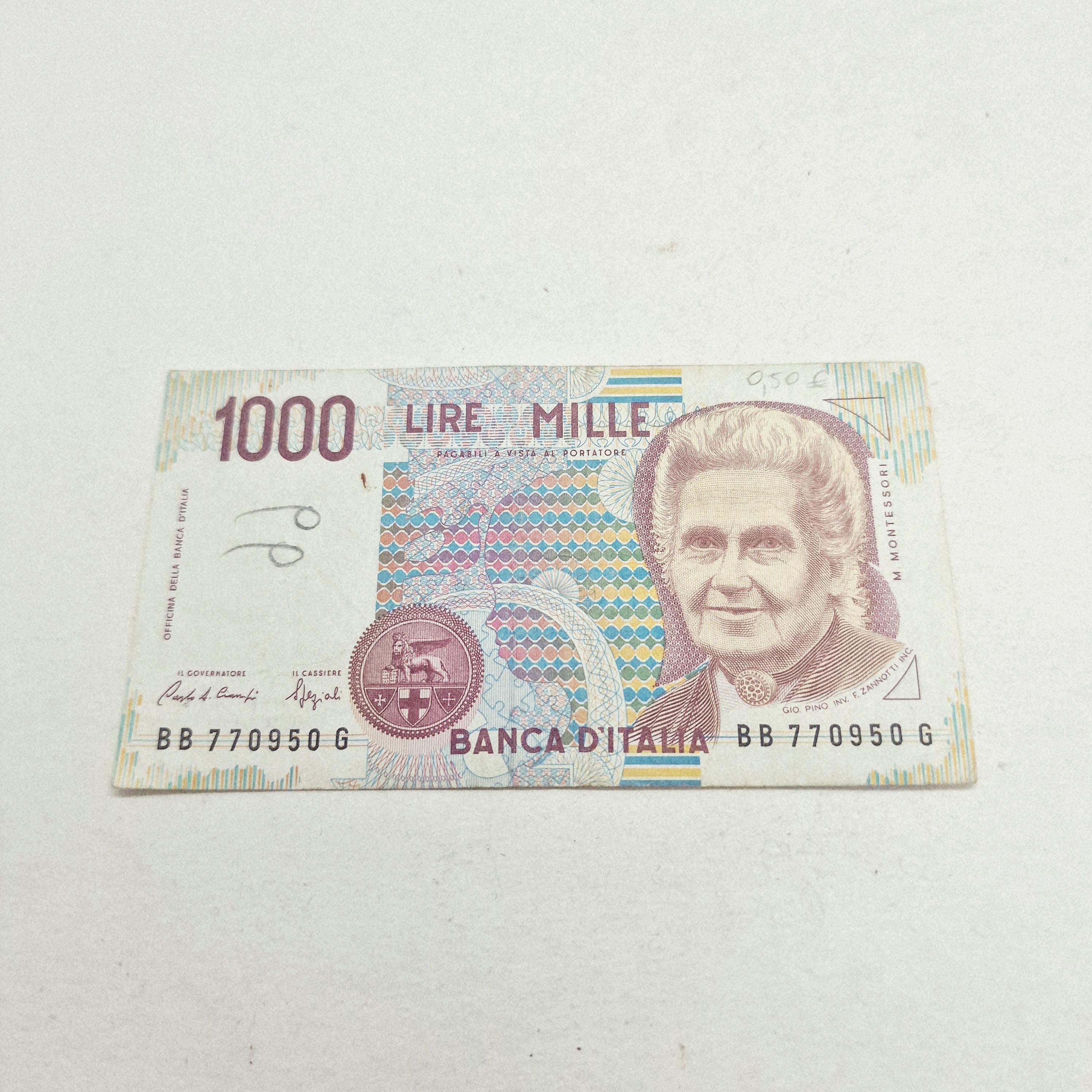 1990 年に発行された 1000 イタリア リラ紙幣。 - Etsy 日本