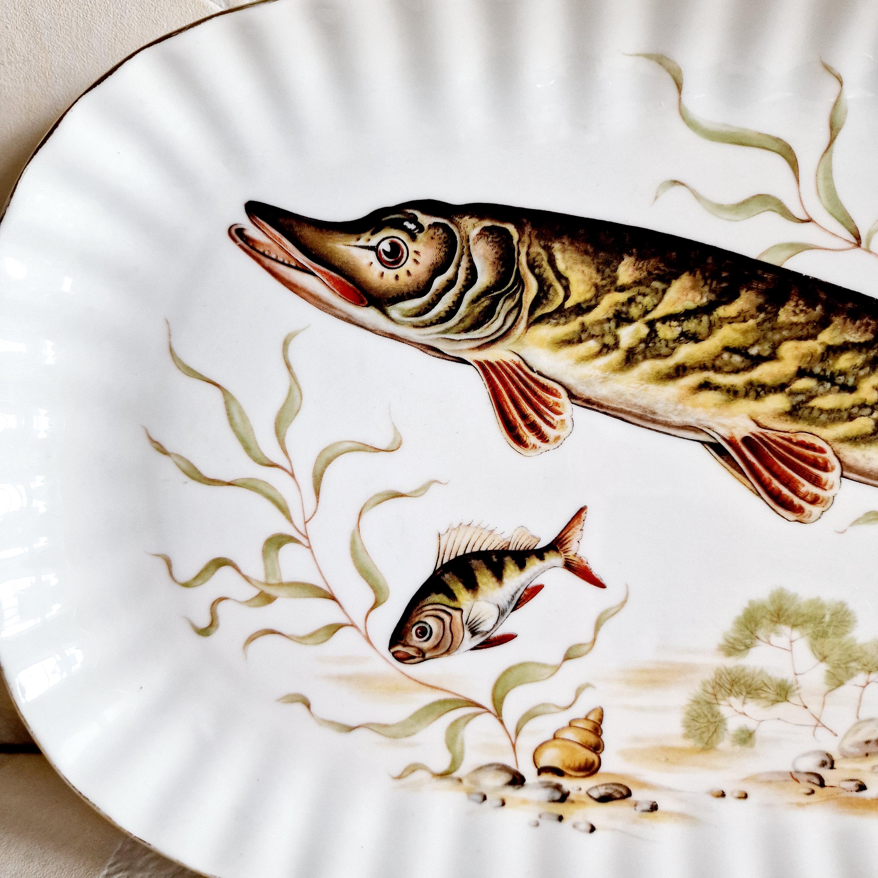 herring fish 皿 Rare Vintage German Fish Serving Plate - Vintage Herring Plate