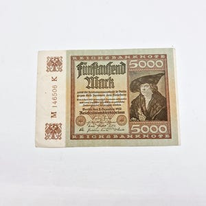 5000 Reichsbanknote of 1922 - Vintage German Reichsbanknote printed in Germany in 1922