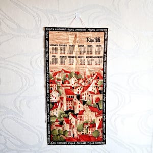 Old Riga wall calendar - Latvian Vintage fabric wall calendar with Old Riga city made in USSR in 1982