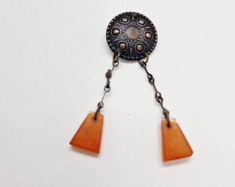 Letse vintage broche met barnsteen gemaakt in de USSR in de jaren 1970