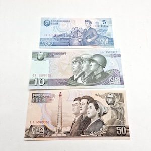 Set of 3 Korean Won banknotes series  of 1987, 1992 and 2002