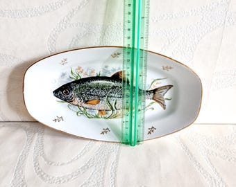 herring fish 皿 Soviet Fish Serving Plate - Soviet Vintage Herring Plate Made in