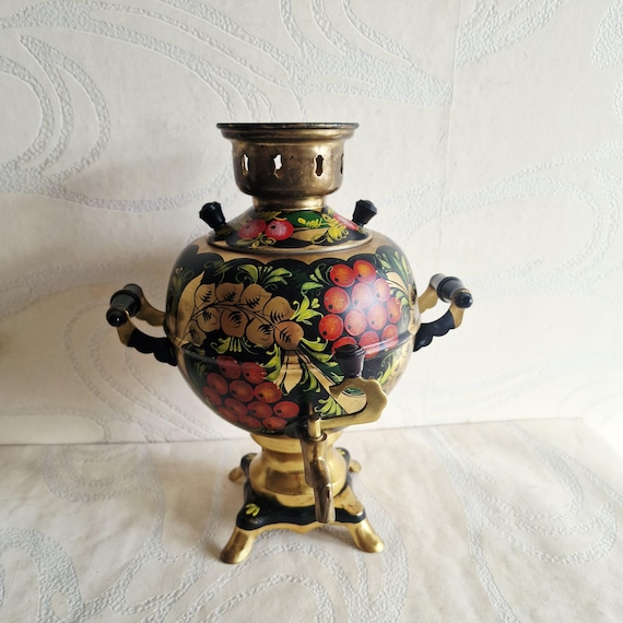 Vintage Soviet-era Electric Hand-painted Khokhloma-style Samovar