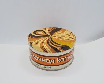Latvian vintage Tin Candy Box Made in USSR in 1969