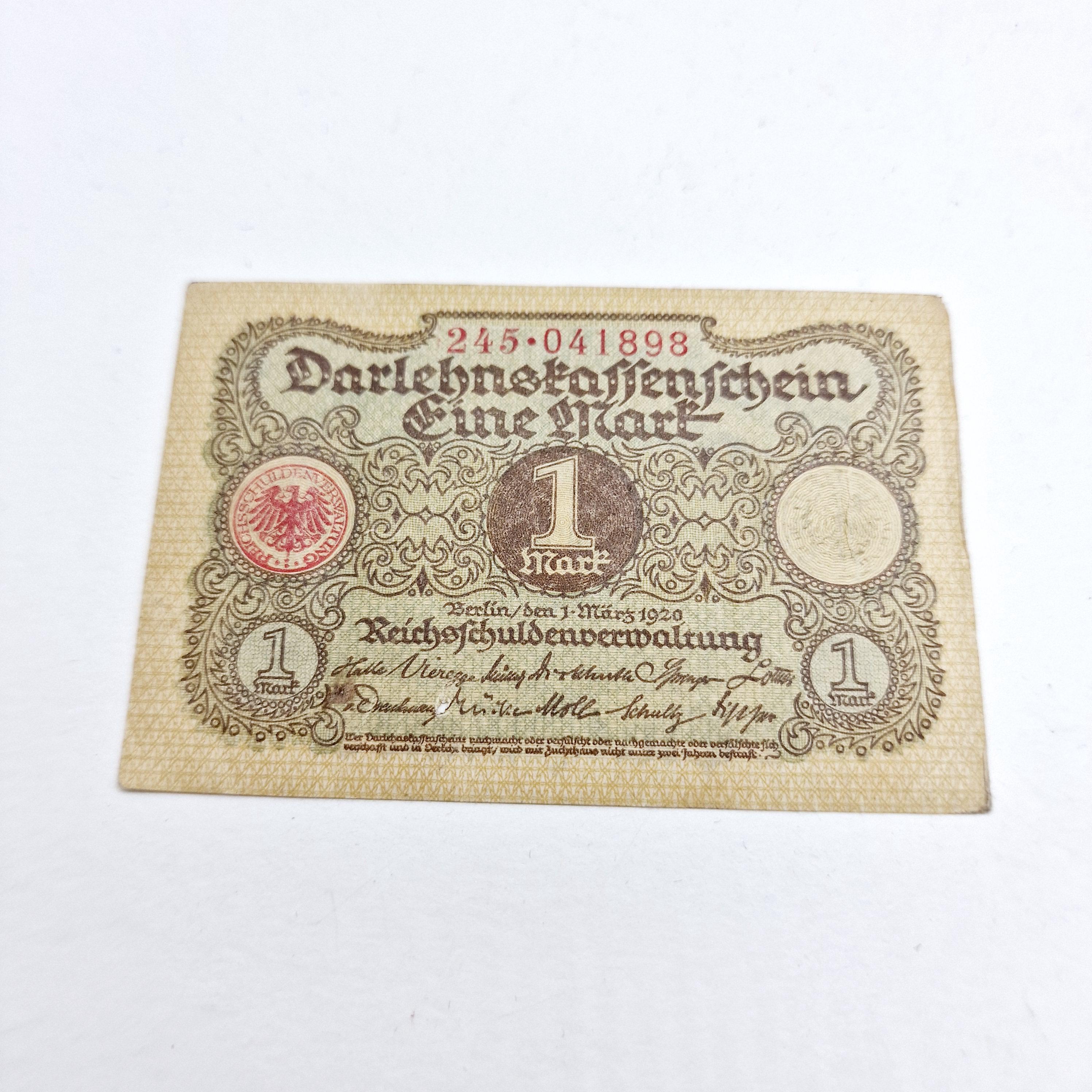 1920年にドイツで発行されたヴィンテージのドイツ1マルク紙幣 - Etsy 日本