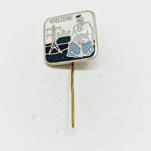 Rare Latvian Vintage Vidzeme pin with Traditional Latvian folk girl Made in USSR in 1960s.