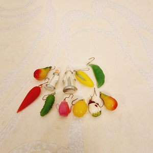 Mini Vintage Christmas Ornaments - set of 11 Christmas ornaments Made in USSR in 1970s