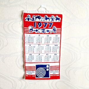 Estonian vintage wall calendar - Estonian Vintage fabric wall calendar with made in USSR in 1977