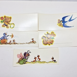 Conjunto vintage letão de 5 cartões de felicitações impressos na URSS em 1991