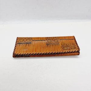 Vintage Latvian Leather Wallet made of tooled leather in 1980s
