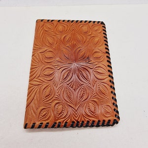Vintage Latvian Leather Wallet made of tooled leather in 1980s