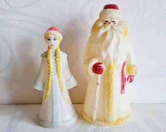 Soviet Santa Claus and Snow Maiden figurines made in USSR in 1970s