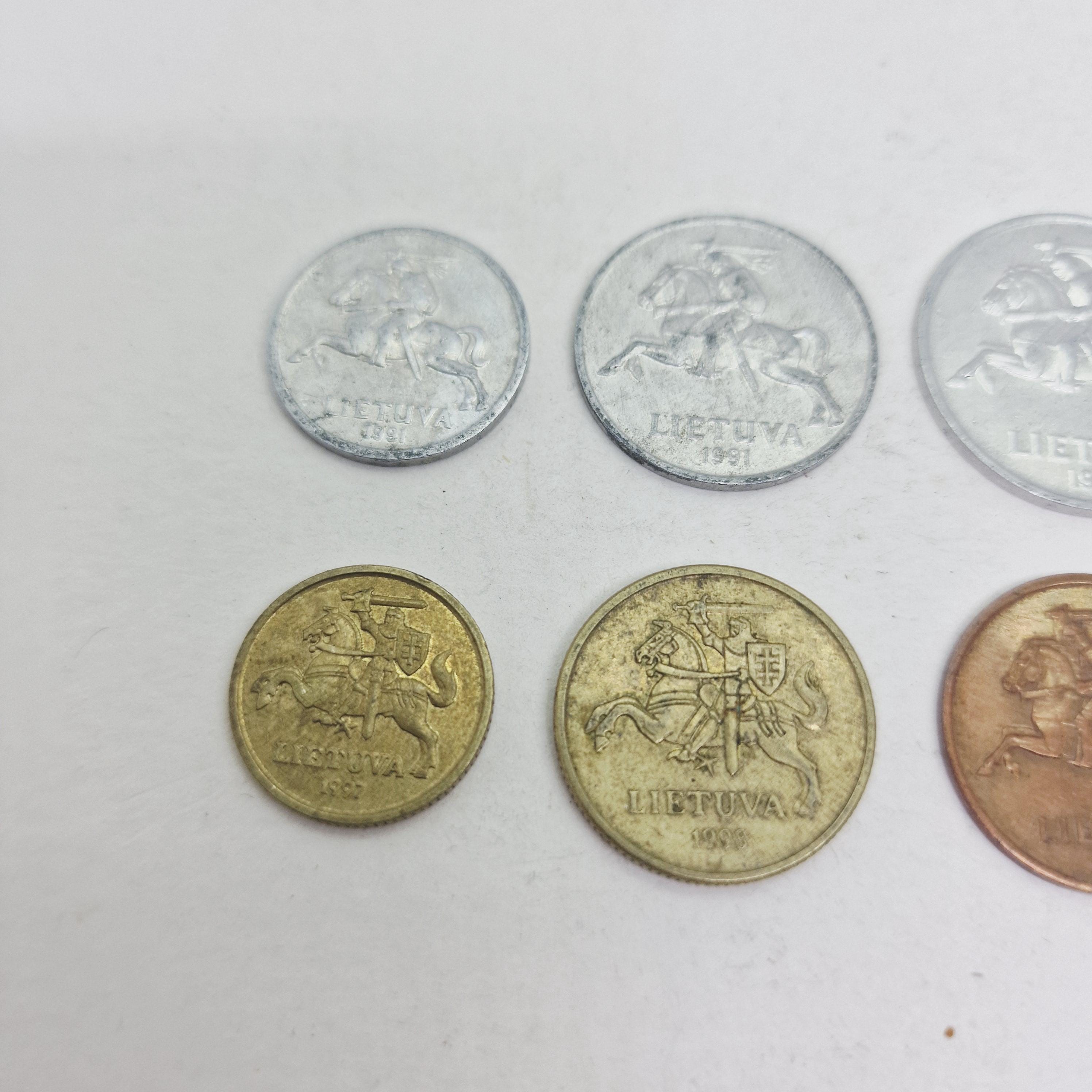 リトアニアの硬貨セット - 1990年代にリトアニアで発行された6枚の硬貨