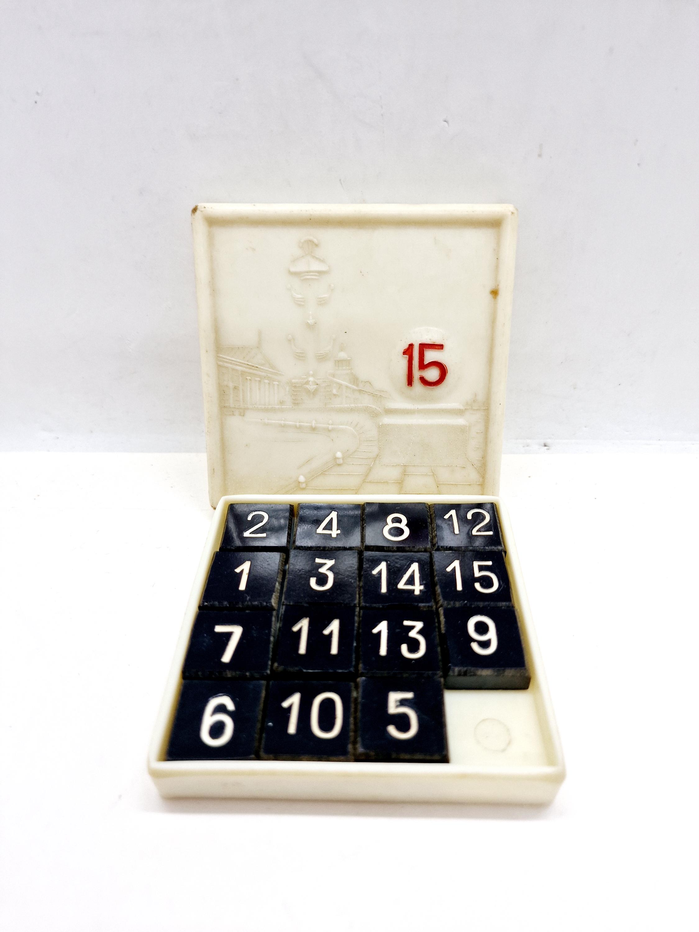 Vintage logic game "Fifteen" Made in USSR in 1960s, puzzle game