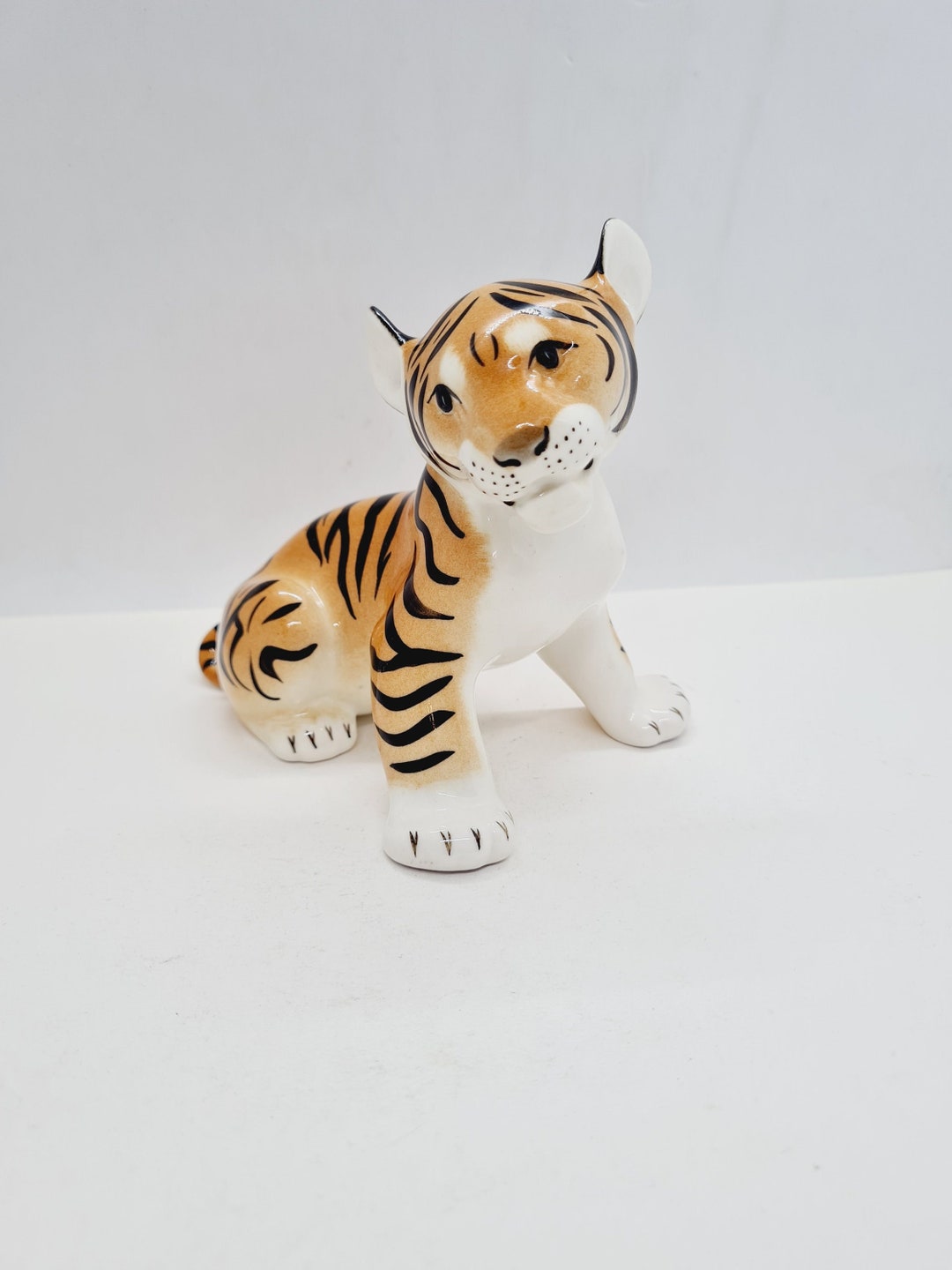 Vintage Soviet Tiger Porcelain Figurine Made by LFZ Factory in USSR in
